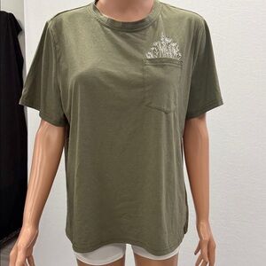 Olive Green Pocket Tee with Subtle Floral Print - Men